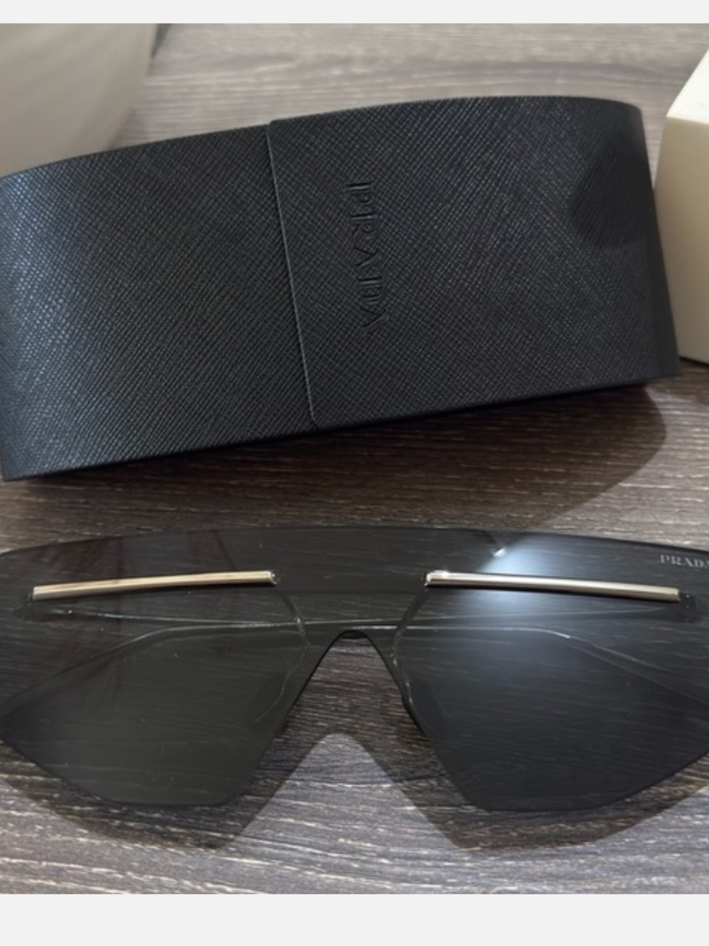 Prada Men’s Black Shield Sunglasses with Black Case(AUTHENTIC )